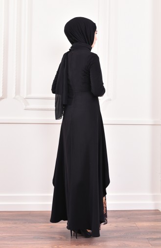 Bow Patterned Dress 8701A-04 Black 8701A-04