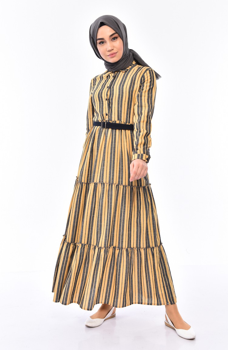 blue dress for baby girl Black Yellow Striped Womens Tight Bodycon Dress main image 0