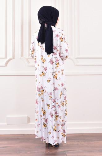 Natural Fabric Floral Kimono 2040-01 White 2040-01