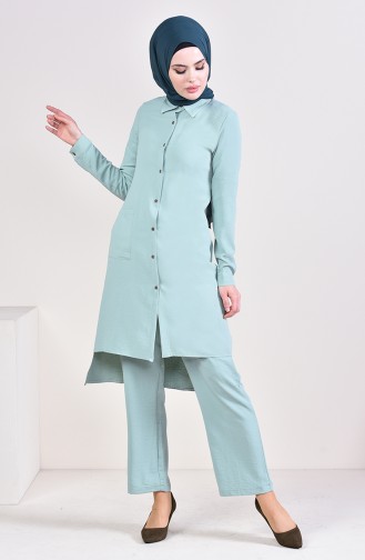 Aerobin Fabric Buttoned Tunic Trousers Double Suit 5117-06 Green 5117-06