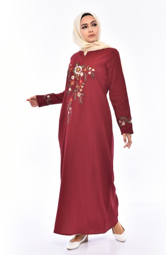 Claret Red Hijab Dress 0300-06