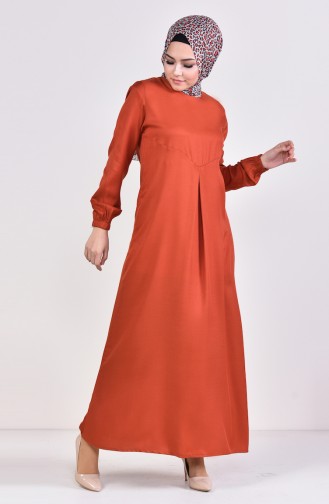Brick Red Hijab Dress 1171-01