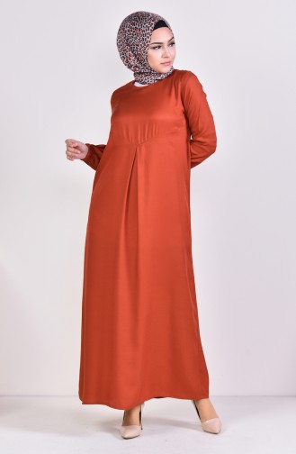 فستان بتصميم طية 1171-01 لون قرميدي 1171-01