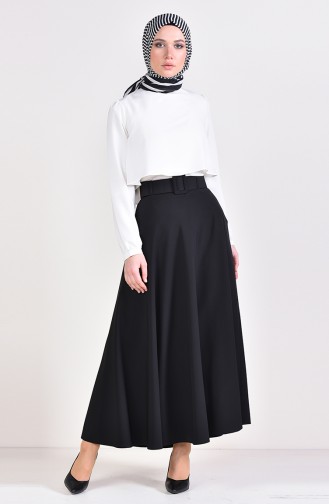 Jupe Mevlana Avec Ceinture 2452-01 Noir 2452-01