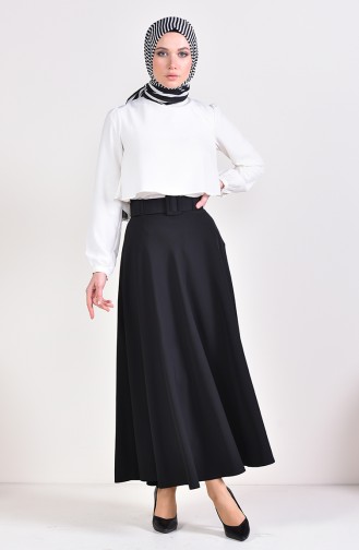 Jupe Mevlana Avec Ceinture 2452-01 Noir 2452-01