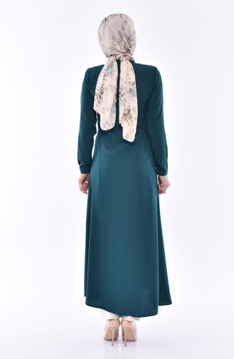 Zippered Crepe Abaya 0006-04 Emerald Green 0006-04