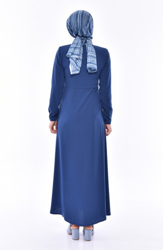 Zippered Crepe Abaya 0006-06 İndigo 0006-06