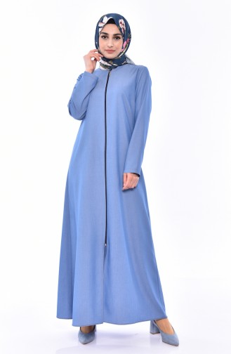 Zippered Abaya 1017-03 Blue 1017-03