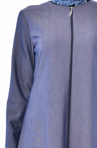 Zippered Abaya 1017-04 jeans Blue 1017-04