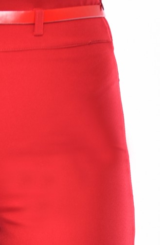 Kemerli Bol Paça Pantolon 6000-10 Kırmızı
