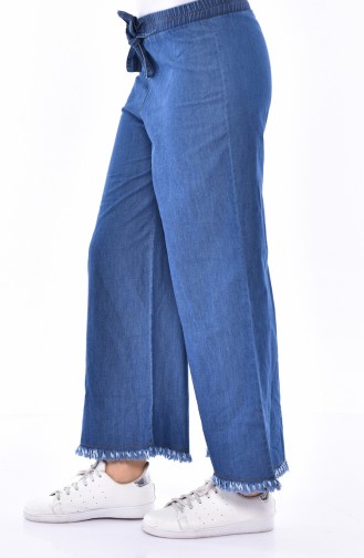 Lastikli Bol Paça Kot Pantolon 0005-02 Lacivert