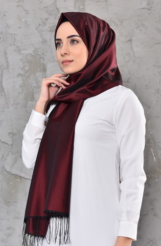 Düz Tafta Şal 95118-43 Koyu Bordo Siyah