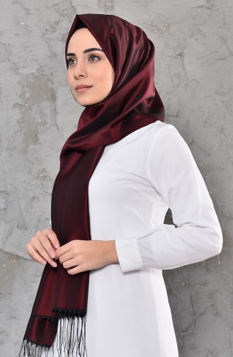 Düz Tafta Şal 95118-43 Koyu Bordo Siyah