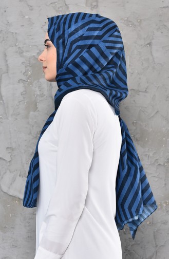 Patterned Cotton Shawl 95270-06 light Navy 95270-06