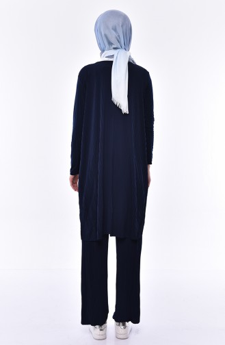 Piliseli Tunik Pantolon İkili Takım 3545-01 Lacivert