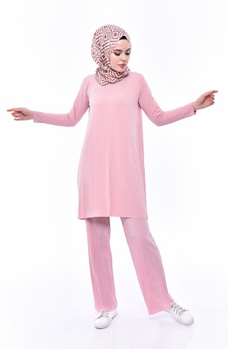 Pleated Tunic Pants Binary Suit  3545-04 Powder 3545-04