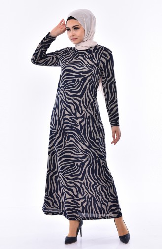 Navy Blue İslamitische Jurk 8812-01