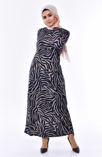 Navy Blue İslamitische Jurk 8812-01