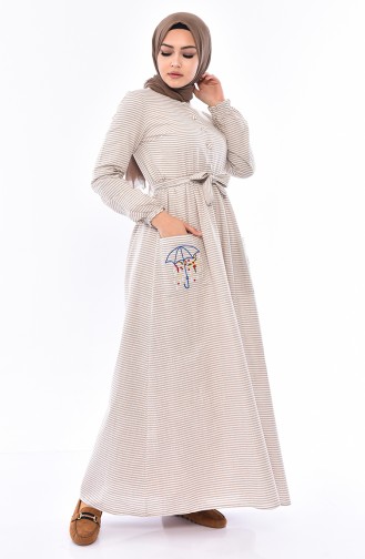 Cotton Embroidered Dress 1164-06 light Mustard 1164-06