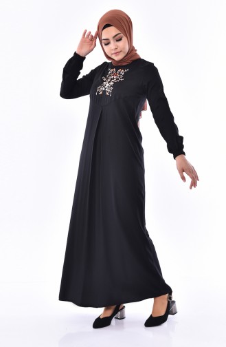 Nakışlı Elbise 1170-03 Siyah 1170-03