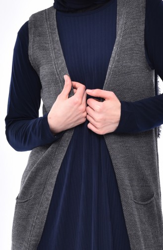 Slim Fit Knitwear Pocket Vest 4120-20 Smoked 4120-20