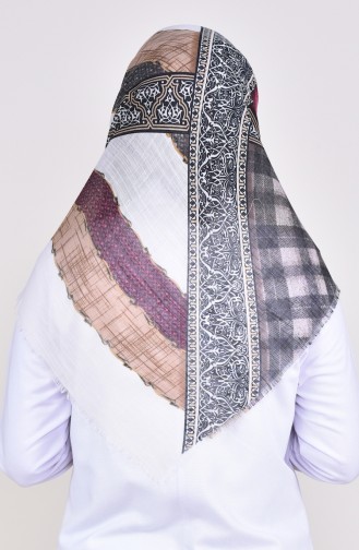 Patterned Flamed Cotton Scarf 2225-03 Bordeaux White 2225-03