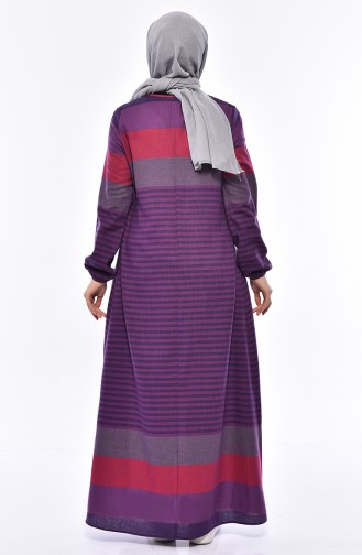 فستان بتصميم مُخطط 1010-08 لون بنفسجي فاتح 1010-08