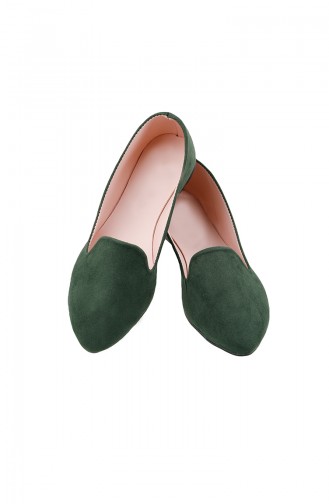 حذاء مُسطح نسائي باليرينا 0121-06 لون أخضر كاكي 0121-06