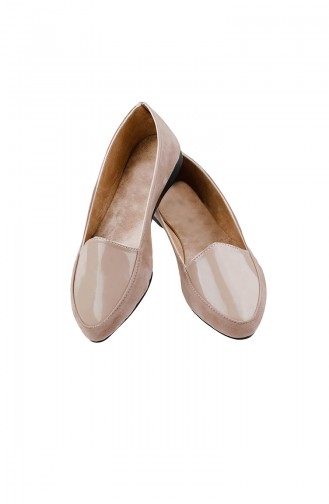 حذاء مُسطح نسائي باليرين 0125-01 لون بني مائل للرمادي 0125-01