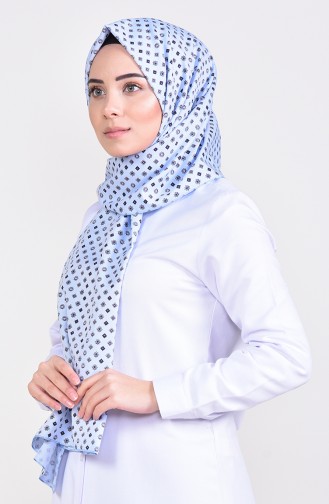 Patterned Cotton Shawl 4267-12 Baby Blue 4267-12