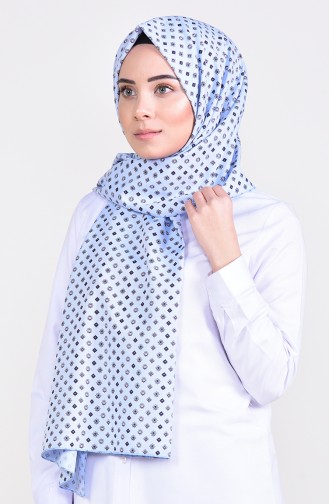 Patterned Cotton Shawl 4267-12 Baby Blue 4267-12