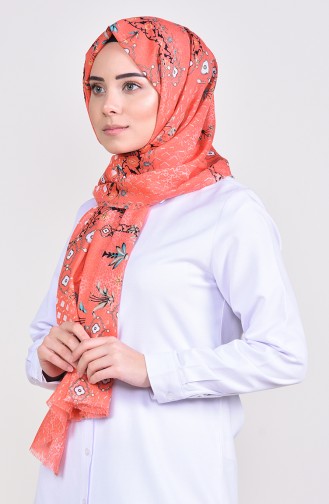 Patterned Cotton Shawl 4295-05 Coral 4295-05