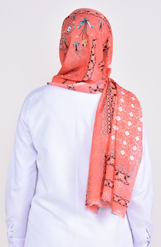 Patterned Cotton Shawl 4295-05 Coral 4295-05