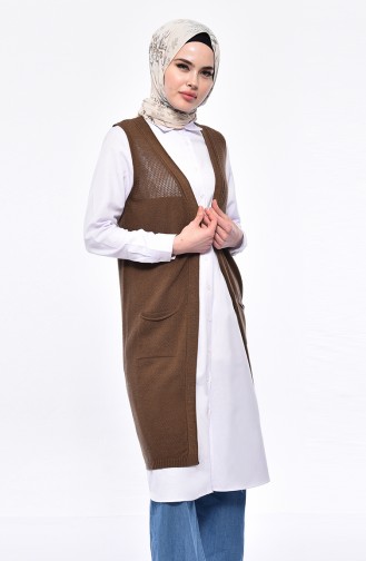 Slim Fit Knitwear Pocket Vest 4120-25 Brown 4120-25