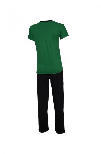 Kısa Kollu Pijama Takımı 2363 Yeşil Siyah 2363