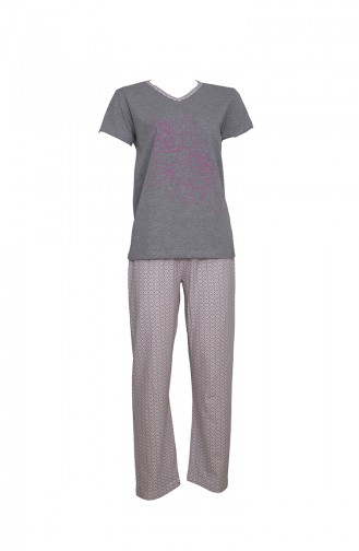 Short Sleeve Women´s Pajama Set 2367 Gray Salmon 2367