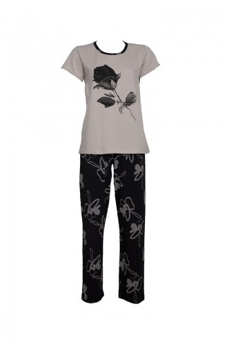 Short Sleeve Women´s Pajama Set 2375 Gray Black 2375