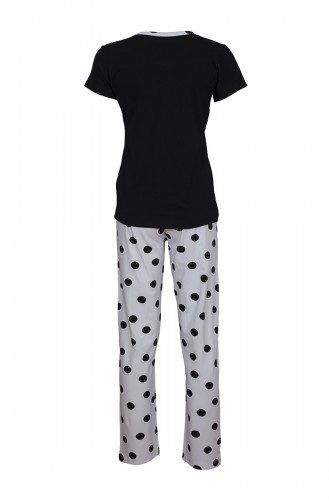 Short Sleeve Women´s Pajama Set  2382 Black White 2382