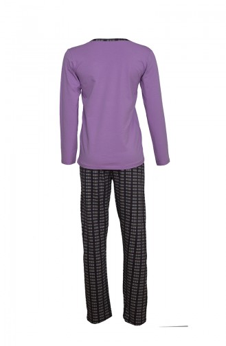 Langarm Pyjama Set 2405 Violett Grau 2405
