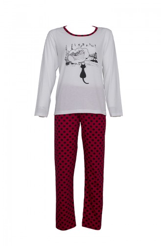 Langarm Pyjama-Set 2406 Naturfarbe Rot 2406