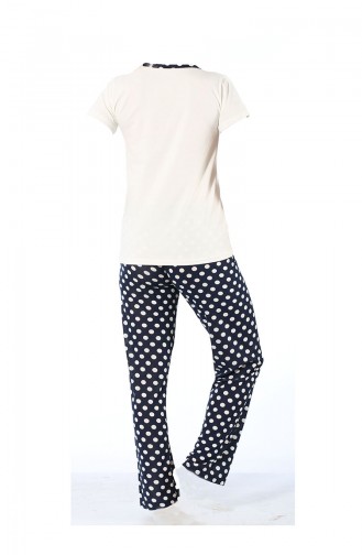 Kısa Kollu Pijama Takımı 3072 Lacivert Beyaz