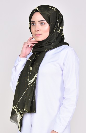 Mermer Desenli Pamuk Şal 267-104 Yeşil