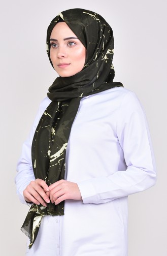 Mermer Desenli Pamuk Şal 267-104 Yeşil