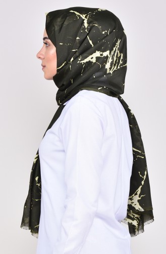 Mermer Desenli Pamuk Şal 267-104 Yeşil
