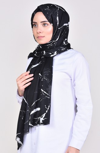 Marble Patterned Cotton Shawl 267-105 Black 267-105