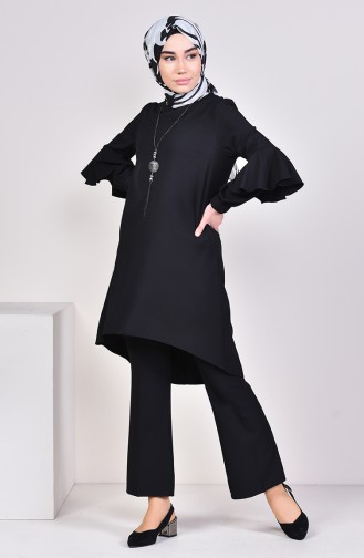 Asymmetric Tunic Pants Binary Suit 1907-01 Black 1907-01