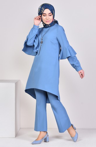 Asymmetric Tunic Pants Binary Suit 1907-02 Indigo 1907-02