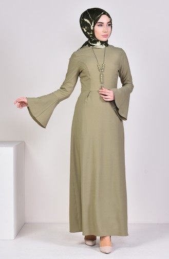 Light Khaki Green Hijab Dress 2050-09