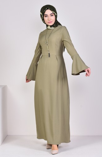 Light Khaki Green Hijab Dress 2050-09