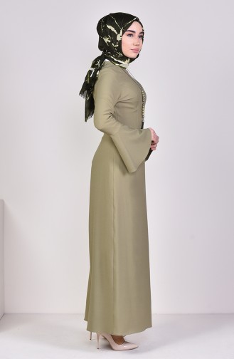 Light Khaki Green Hijab Dress 2050-09